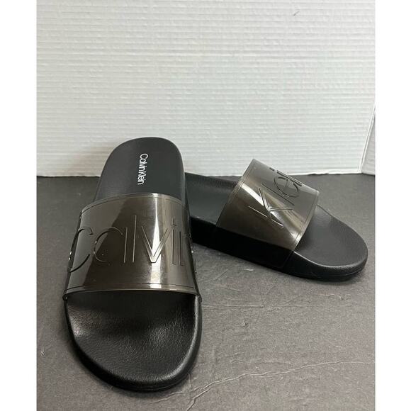Calvin Klein Auster Black Slip-On Men Sandals Size 13M NWB - Picture 5 of 10